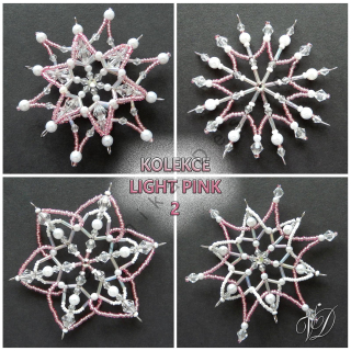 Vánoční hvězdy z korálků - Kolekce Light Pink 2 (464,467,468,470) (PEVNÉ A NEREZ) Christmas bead decorations