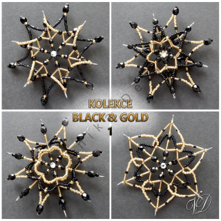 Vánoční hvězdy z korálků - Kolekce Black & Gold 1 (472,473,474,475) (PEVNÉ A NEREZ) Christmas bead decorations