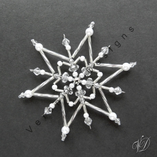 Vánoční korálková hvězda 0477 - Kolekce Silver Twist (PEVNÁ A NEREZ) Christmas bead ornament