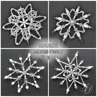 Vánoční hvězdy z korálků - Kolekce Silver Twist 1 (274,279,476,477) (PEVNÉ A NEREZ) Christmas bead decorations