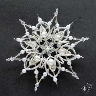 Vánoční korálková hvězda 0487 - Špice - Kolekce Silver - 3D Luxus (PEVNÁ A NEREZ) Christmas bead ornament