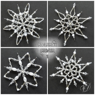 Vánoční hvězdy z korálků - Kolekce Silver 1 (478,481,484,485) (PEVNÉ A NEREZ) Christmas bead decorations