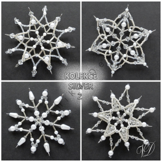 Vánoční hvězdy z korálků - Kolekce Silver 2 (480,482,483,486) (PEVNÉ A NEREZ) Christmas bead decorations